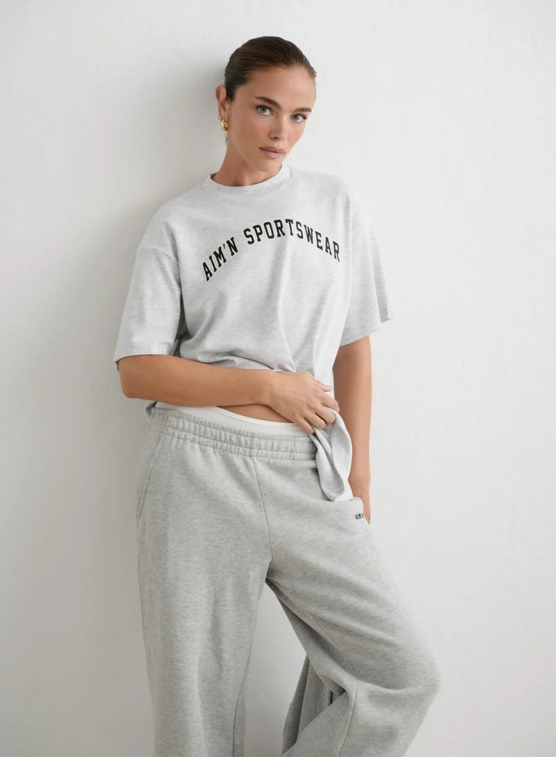 Light Grey Melange Varsity Boyfriend T-shirt