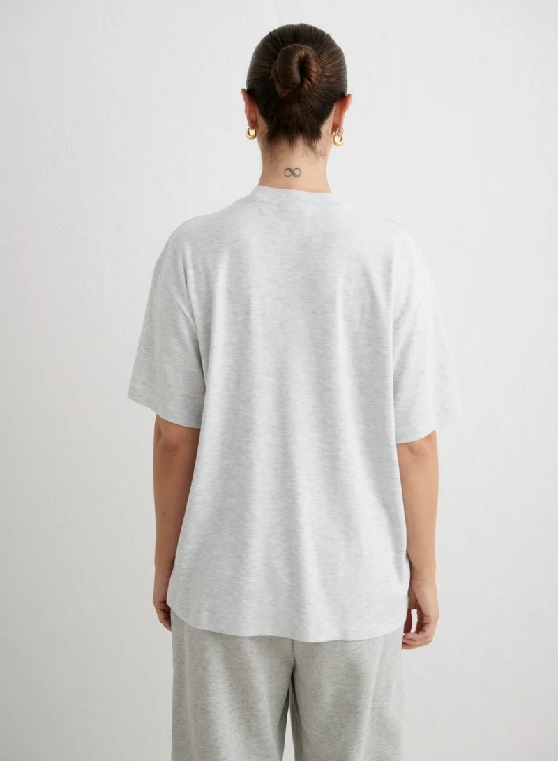 Light Grey Melange Varsity Boyfriend T-shirt