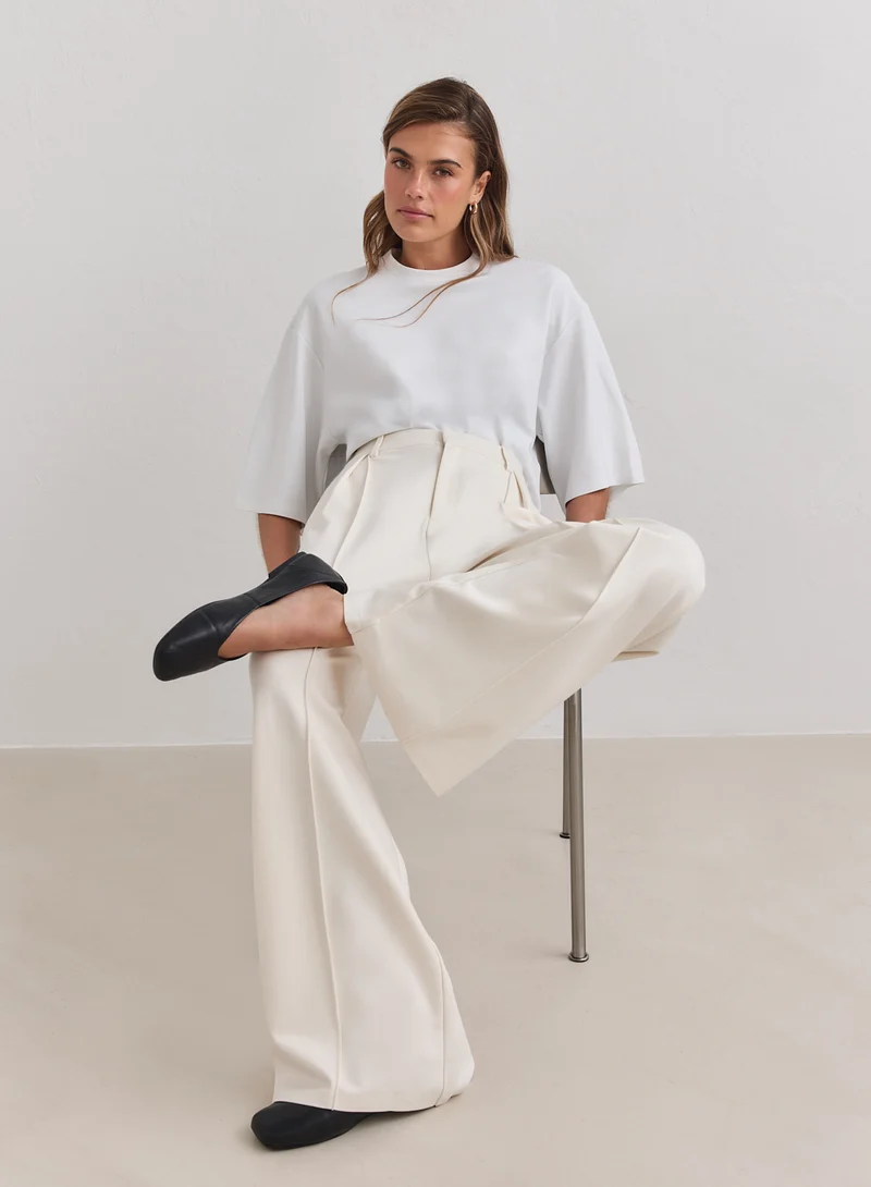 Cream Luxe Relaxed Tailored Pants