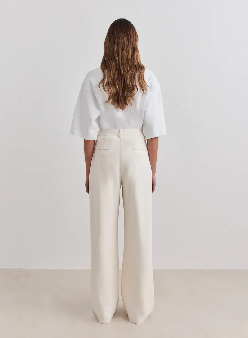 Cream Luxe Relaxed Tailored Pants
