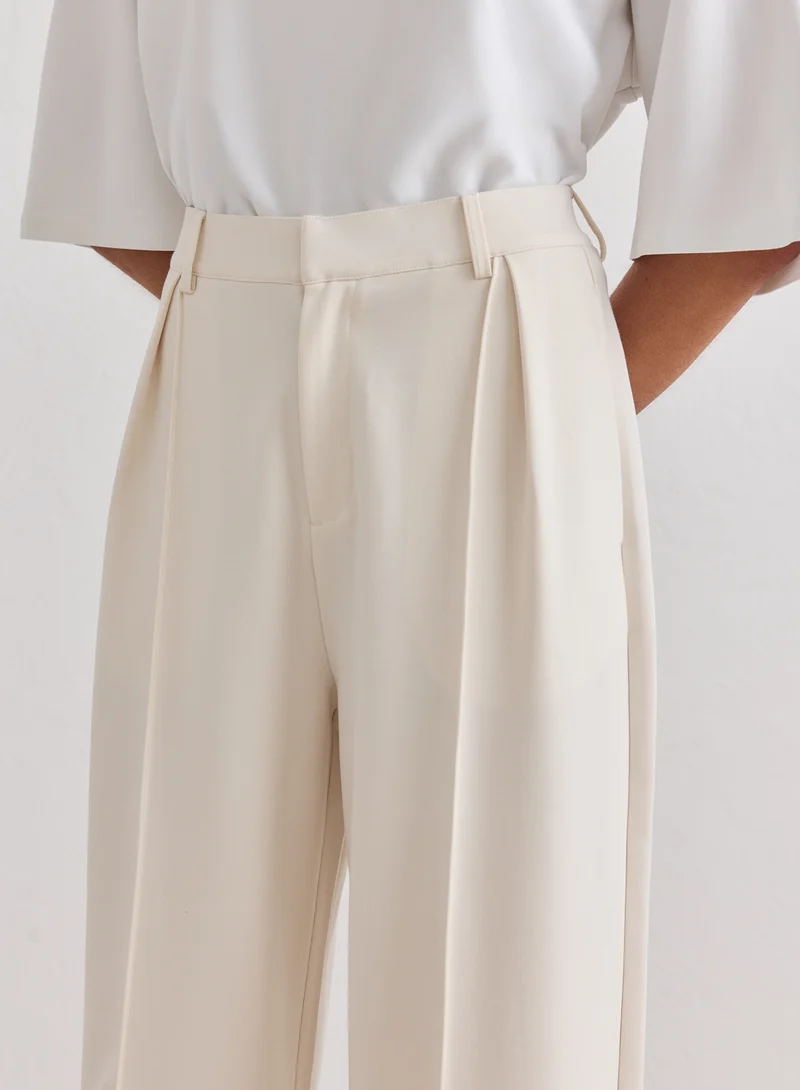 Cream Luxe Relaxed Tailored Pants