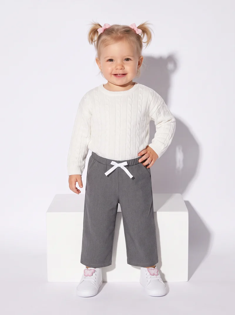 Maglioncino girocollo con trecce trendy - Bianco latte