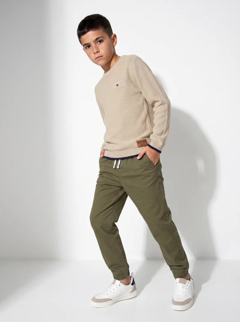 Pantaloni Jogger in Cotone con Coulisse - Verde salvia