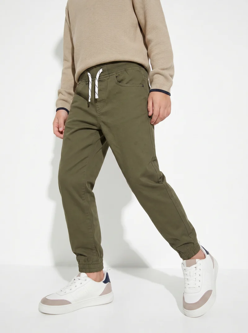 Pantaloni Jogger in Cotone con Coulisse - Verde salvia
