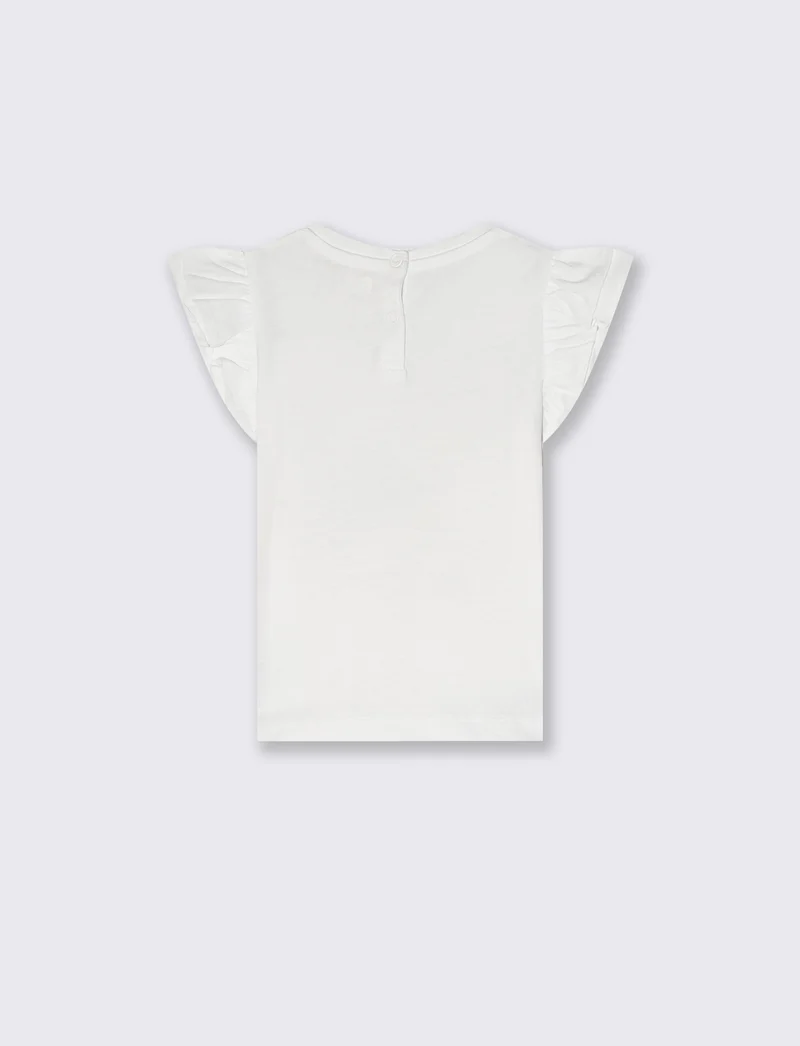 T-shirt girocollo con rouches eleganti - Bianco