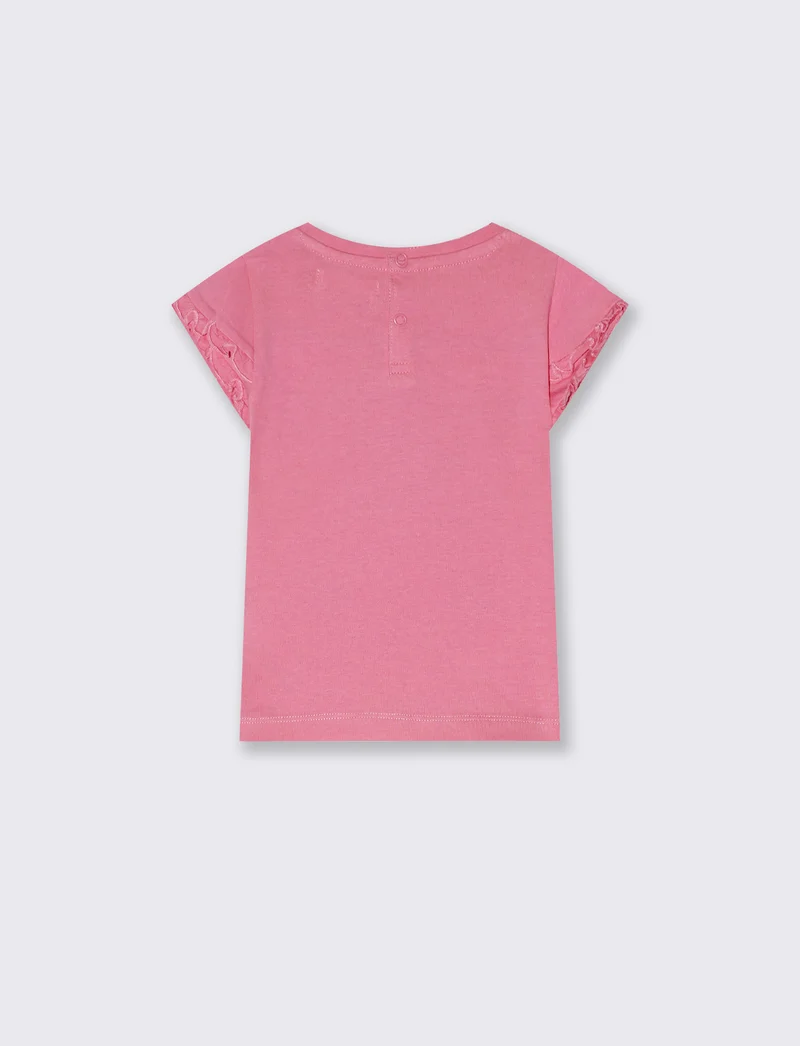 T-shirt in jersey con rouches e stampa - Rosa big bubble