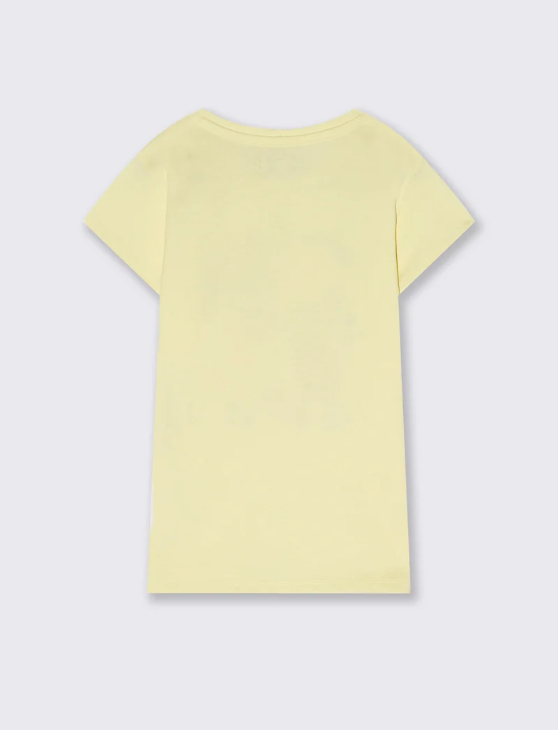 T-shirt estiva bambina con stampa lucida - Giallo
