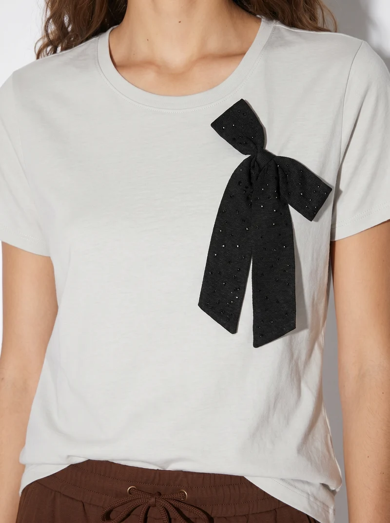 T-shirt cotone a manica corta con applicazioni - var 1