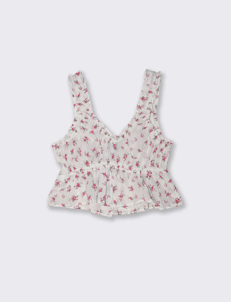 Top corto arricciato con elastico - var 2