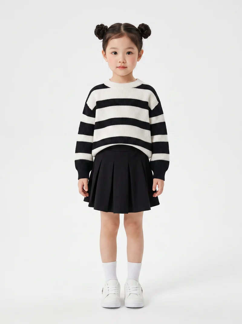 Maglione morbido in polyviscosa per bambina - Nero