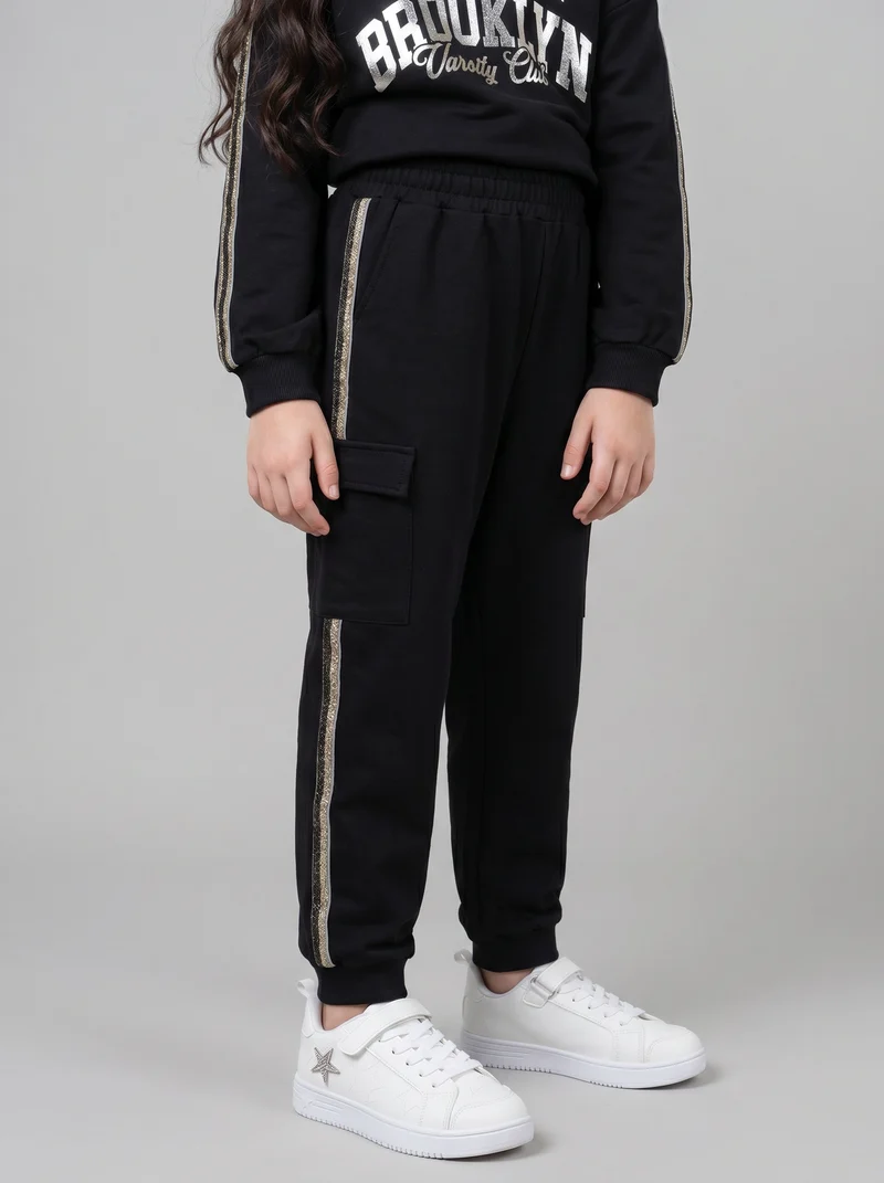 Jogger cargo con nastro metallizzato - Nero