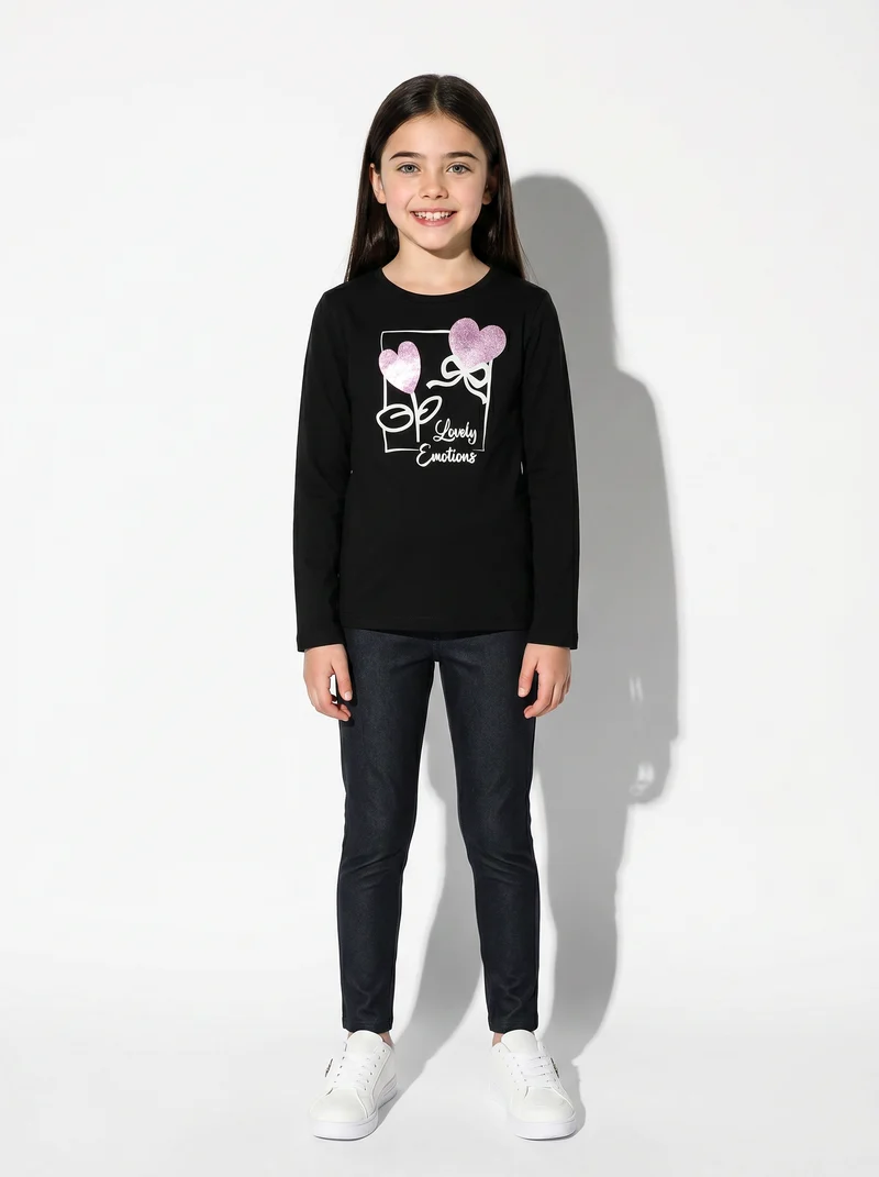 Leggings denim in cotone elasticizzato - Nero