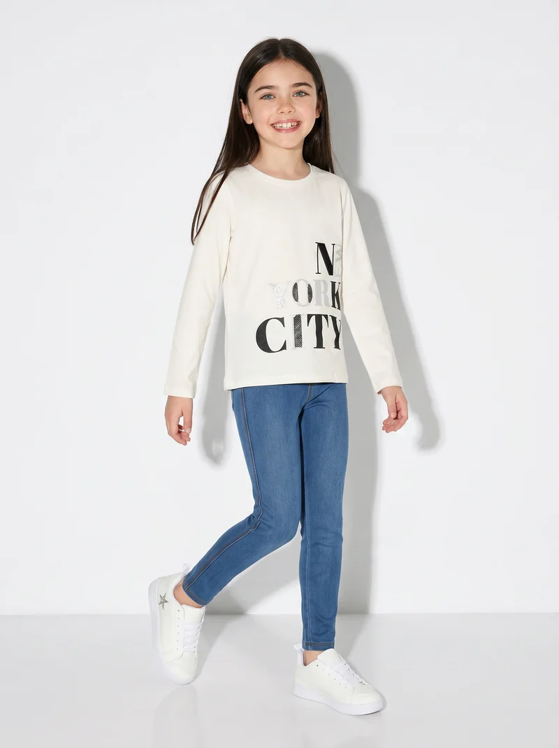 Leggings denim in cotone elasticizzato - Denim