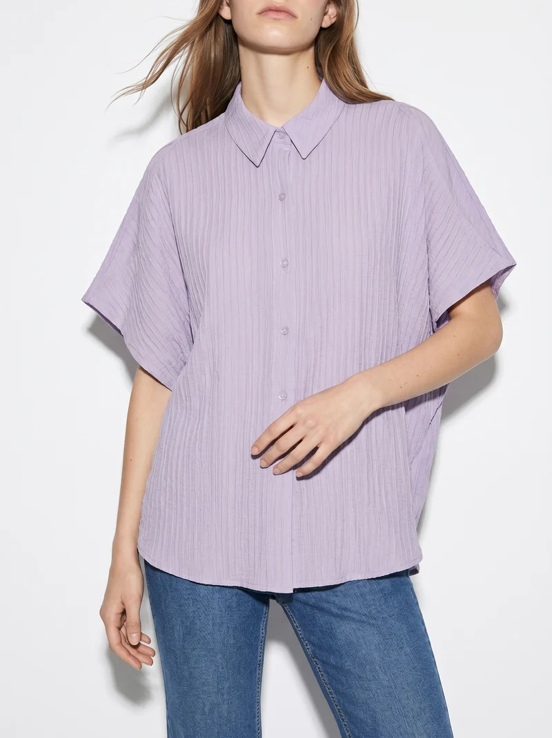 Camicia Kimono Smanicata con Pieghine - Viola lavanda
