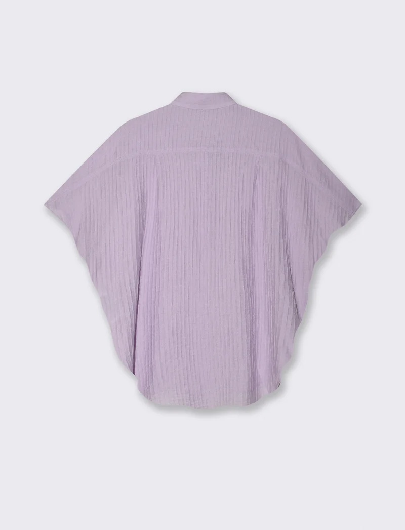 Camicia Kimono Smanicata con Pieghine - Viola lavanda