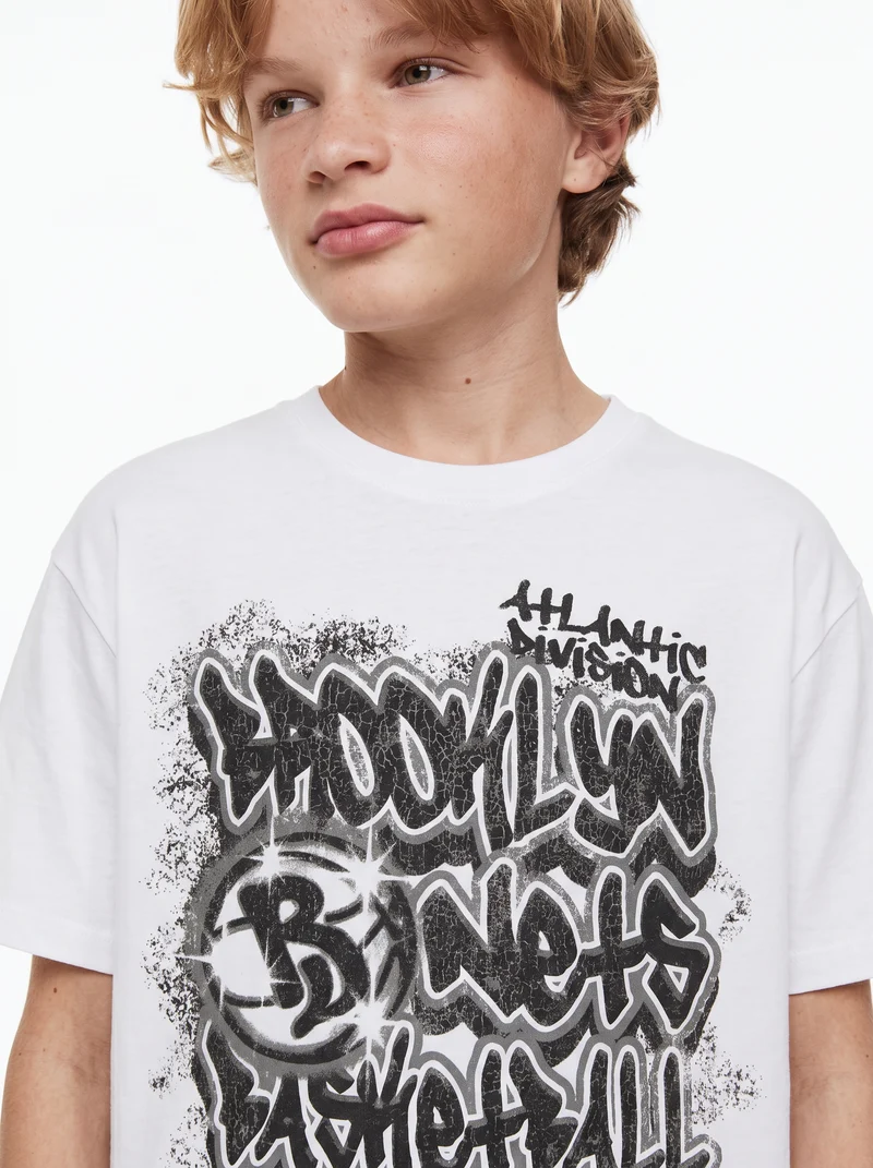 T-Shirt NBA in Cotone per Giovani Fan - Bianco