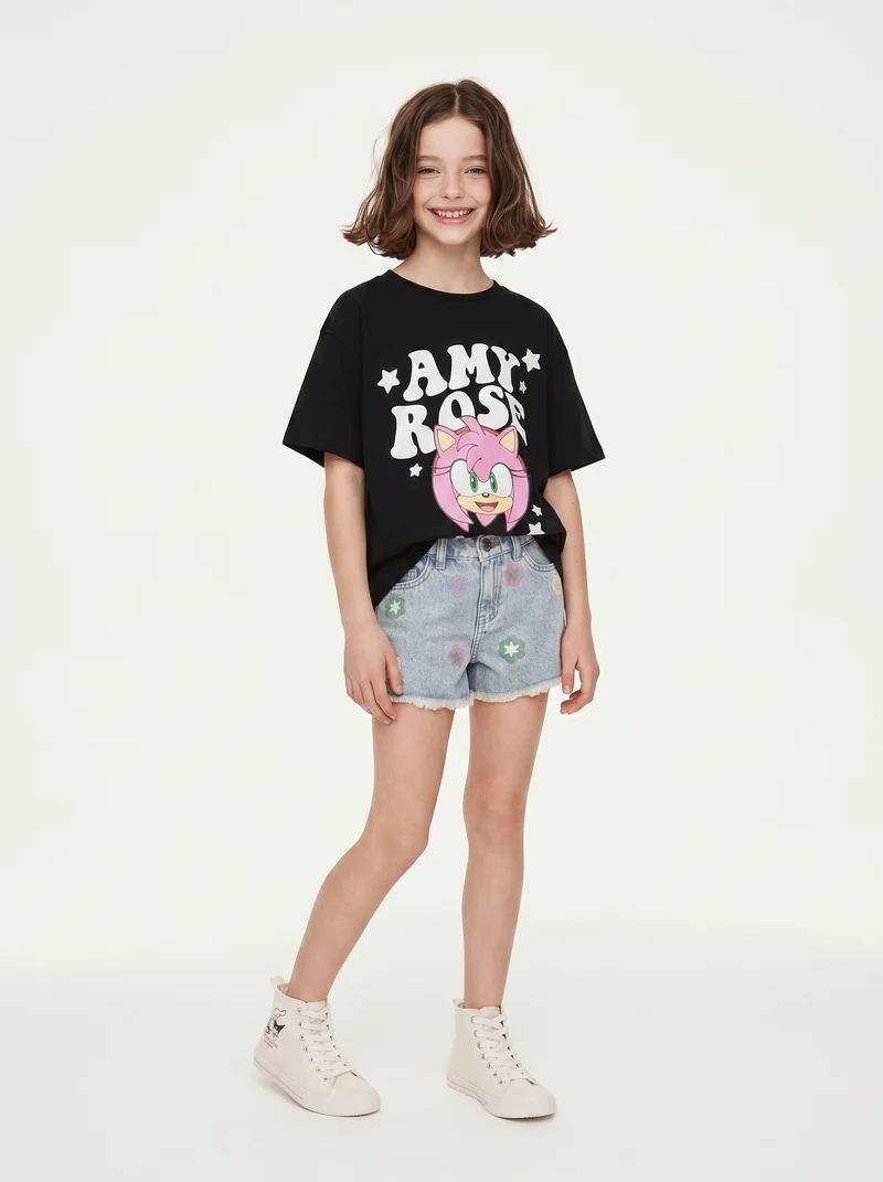 T-shirt Amy Rose in cotone versatile - Nero