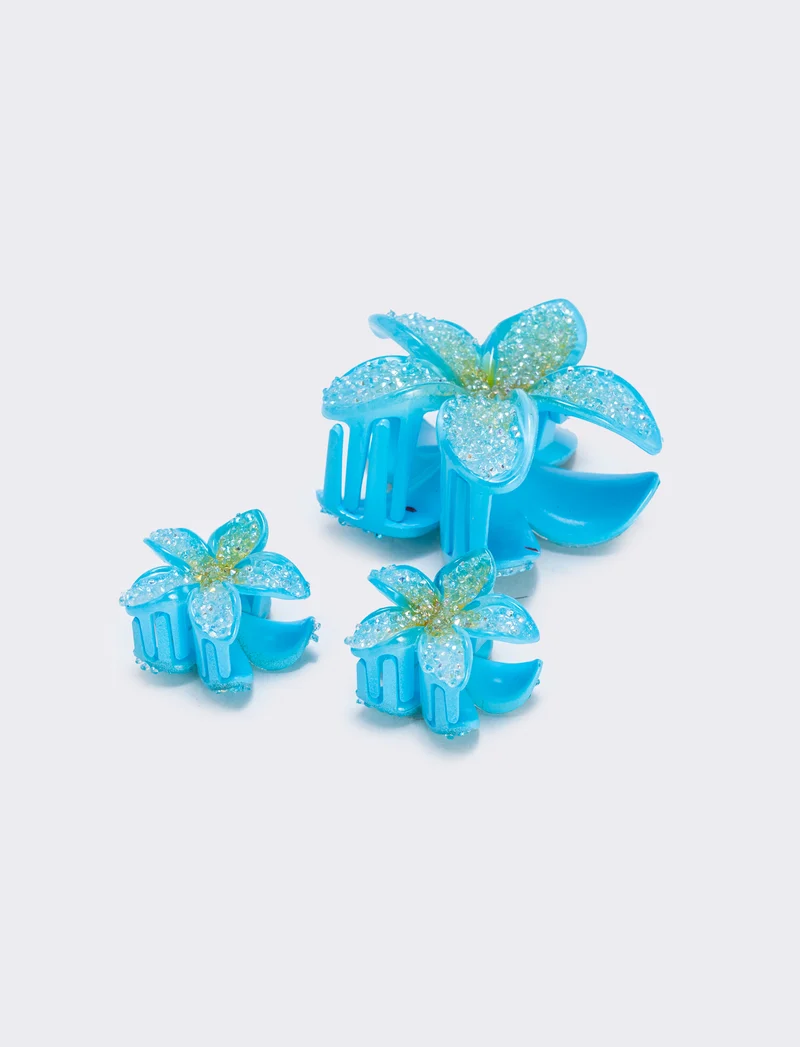 Set di 3 pinze fiore effetto zucchero - Turchese