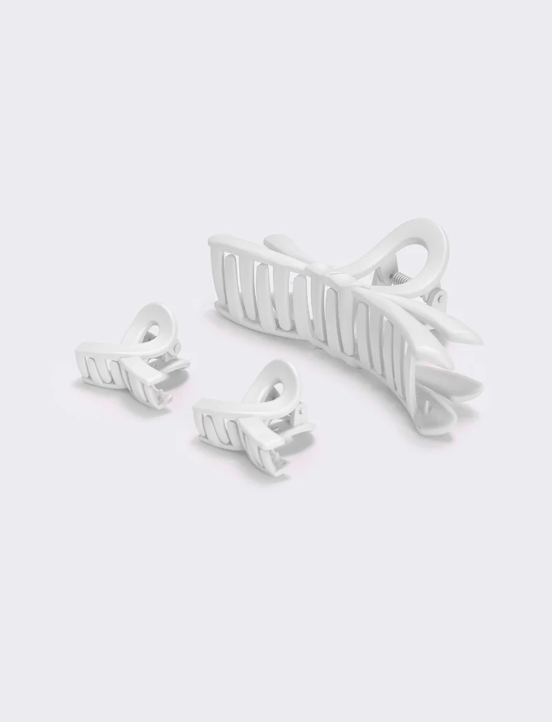 Set di 3 pinze opache fiocco - Bianco