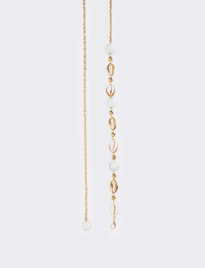 Cintura in metallo con conchiglie - Beige