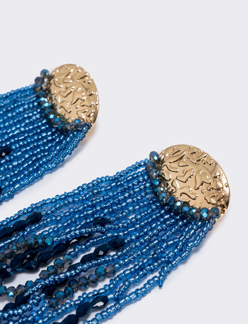 Orecchini lunghi in conteria elegante - Blu