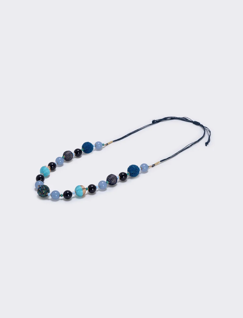 Collana a sfere in conteria elegante - Blu