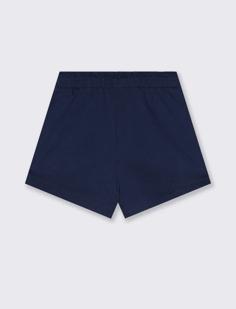 Short in french terry con strass e elastico - Blu