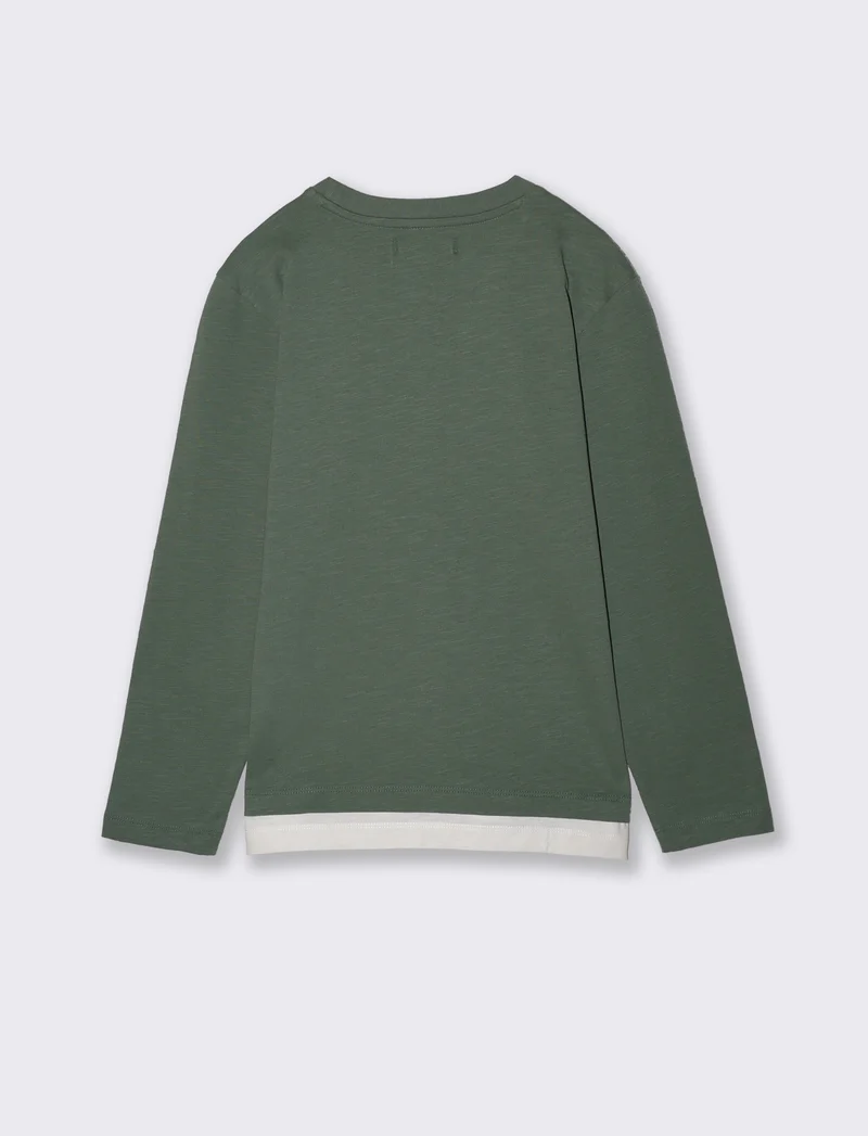 T-shirt con taschino e patch colorato - Verde salvia