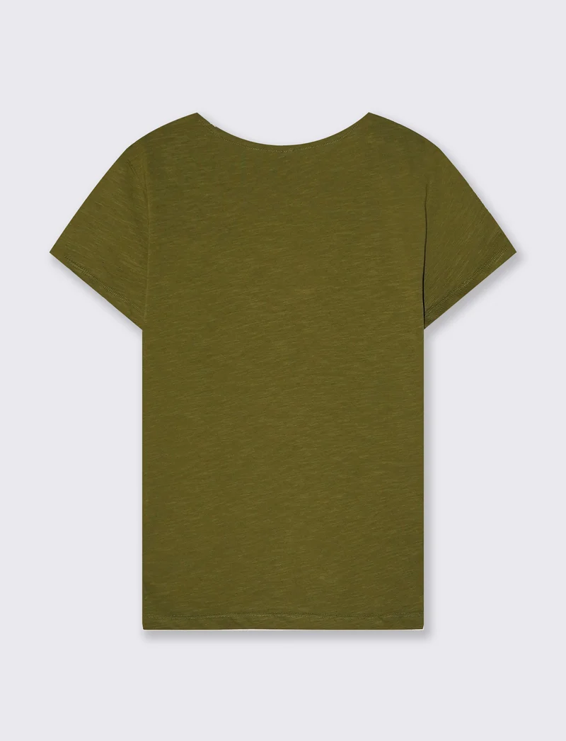 T-Shirt con Passamaneria Scollo V - Verde abete