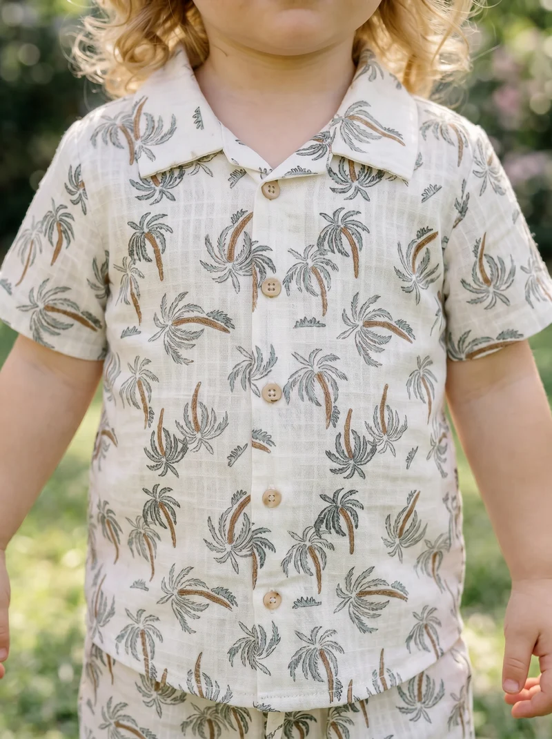 Camicia stampata manica corta palme - Fantasia