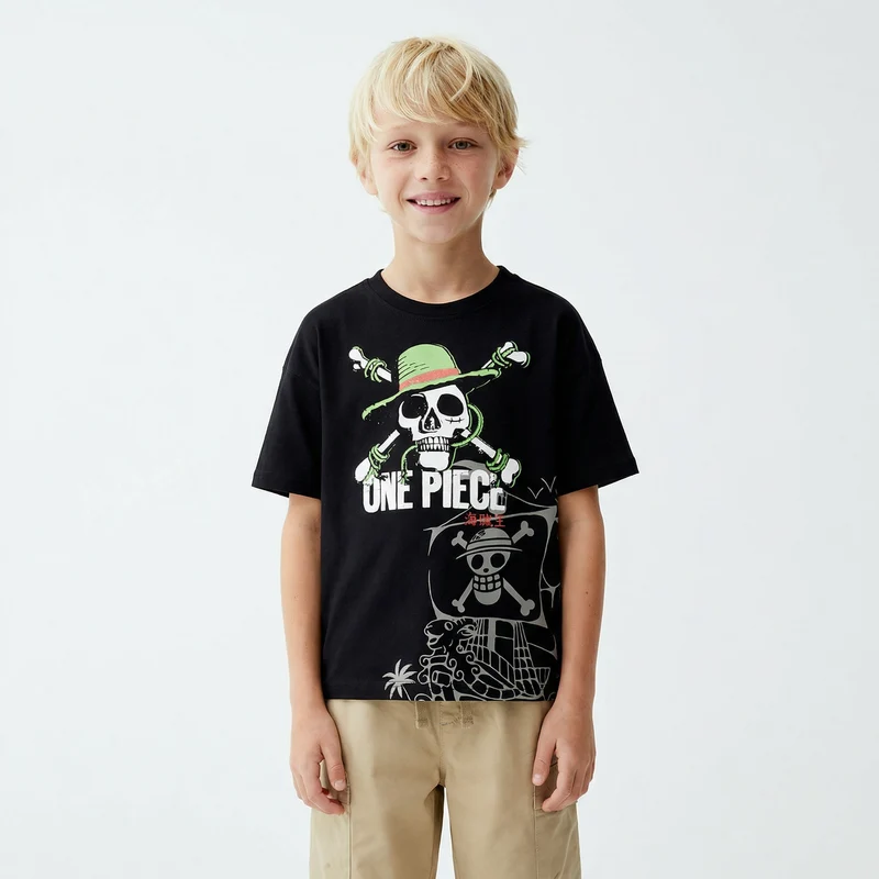 T-shirt One Piece per giovani fan - Nero