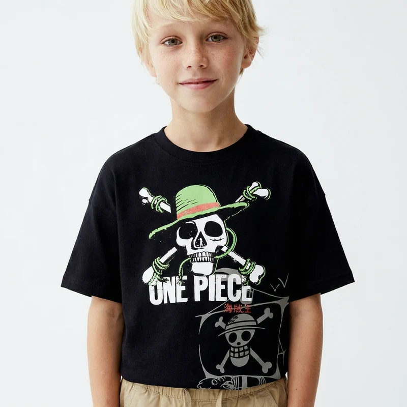 T-shirt One Piece per giovani fan - Nero