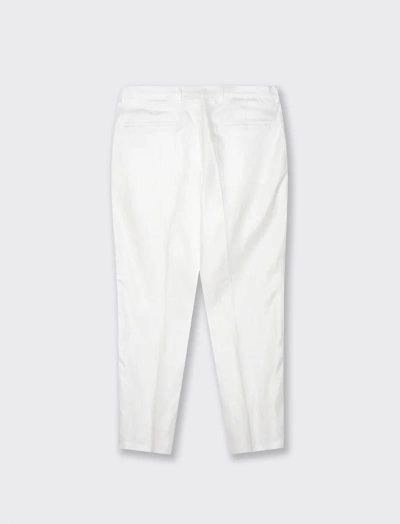 Pantaloni in puro lino con pinces - Bianco