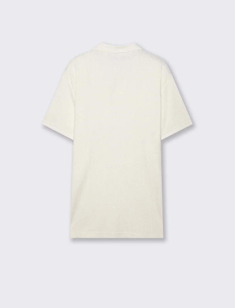 Polo Collo Derby in Jacquard Elegante - Bianco sporco