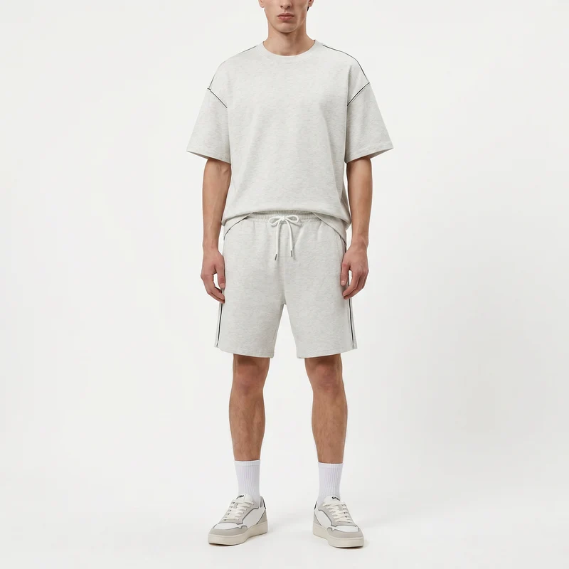 Bermuda jogger in interlock misto cotone - Grigio mel.