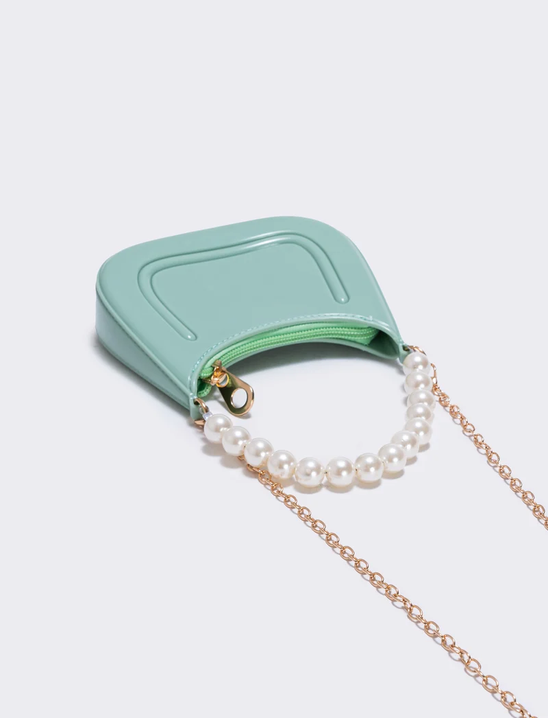 Borsa con manico e perle eleganti - Verde