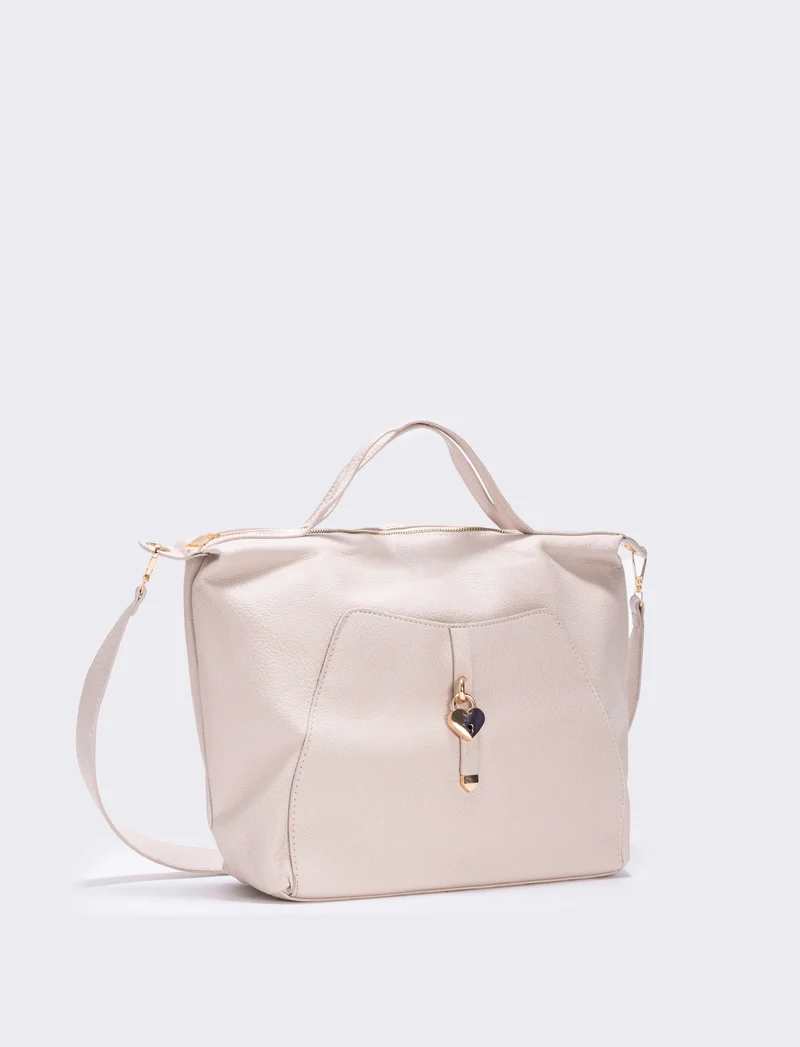 Borsa catenaccio a cuore - Beige