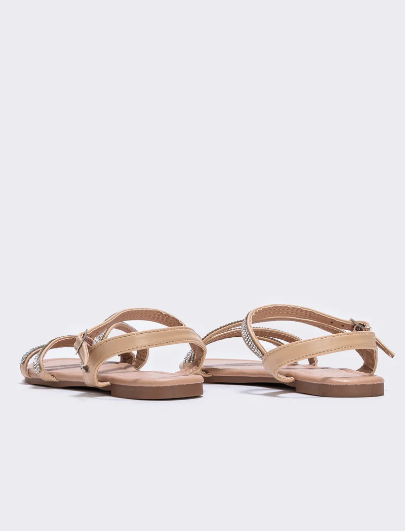 Sandalo da bambina con strass colorati - Beige