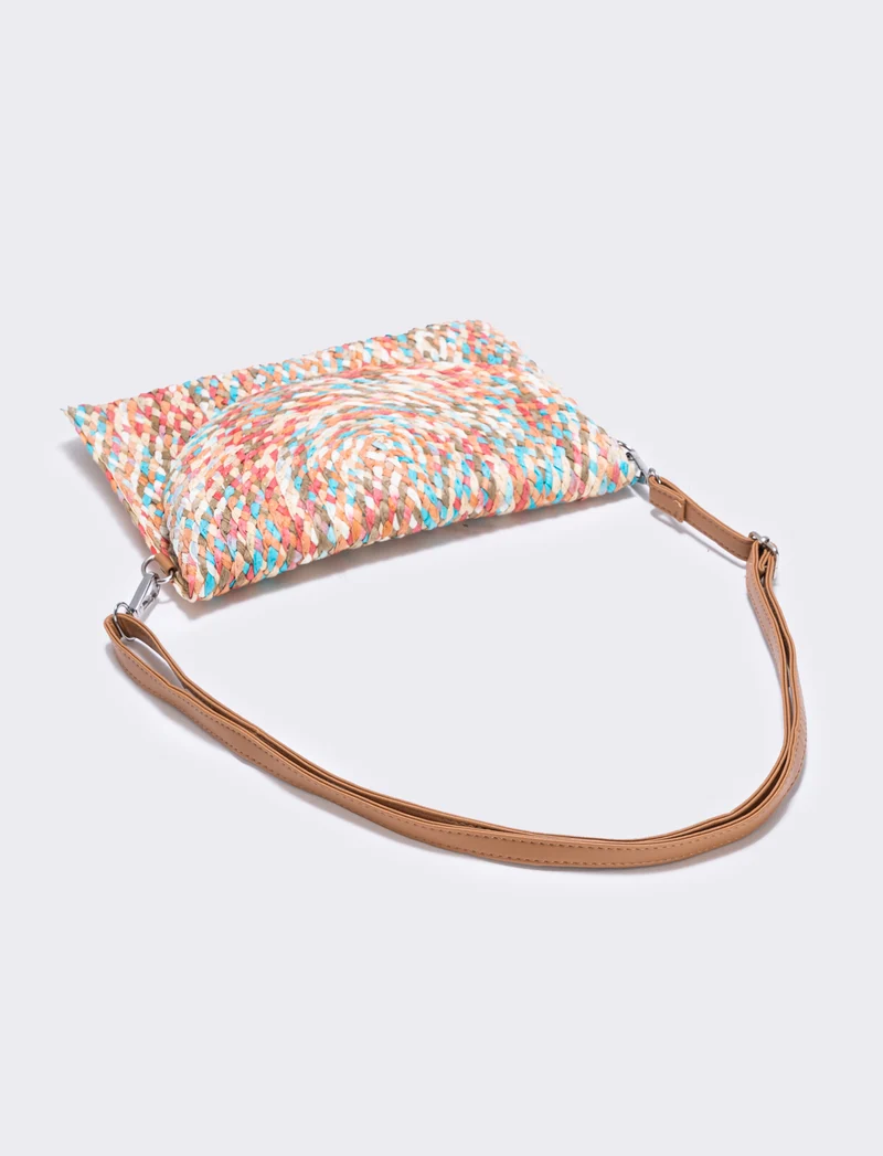 Borsa pochette in paglia intrecciata donne - Turchese