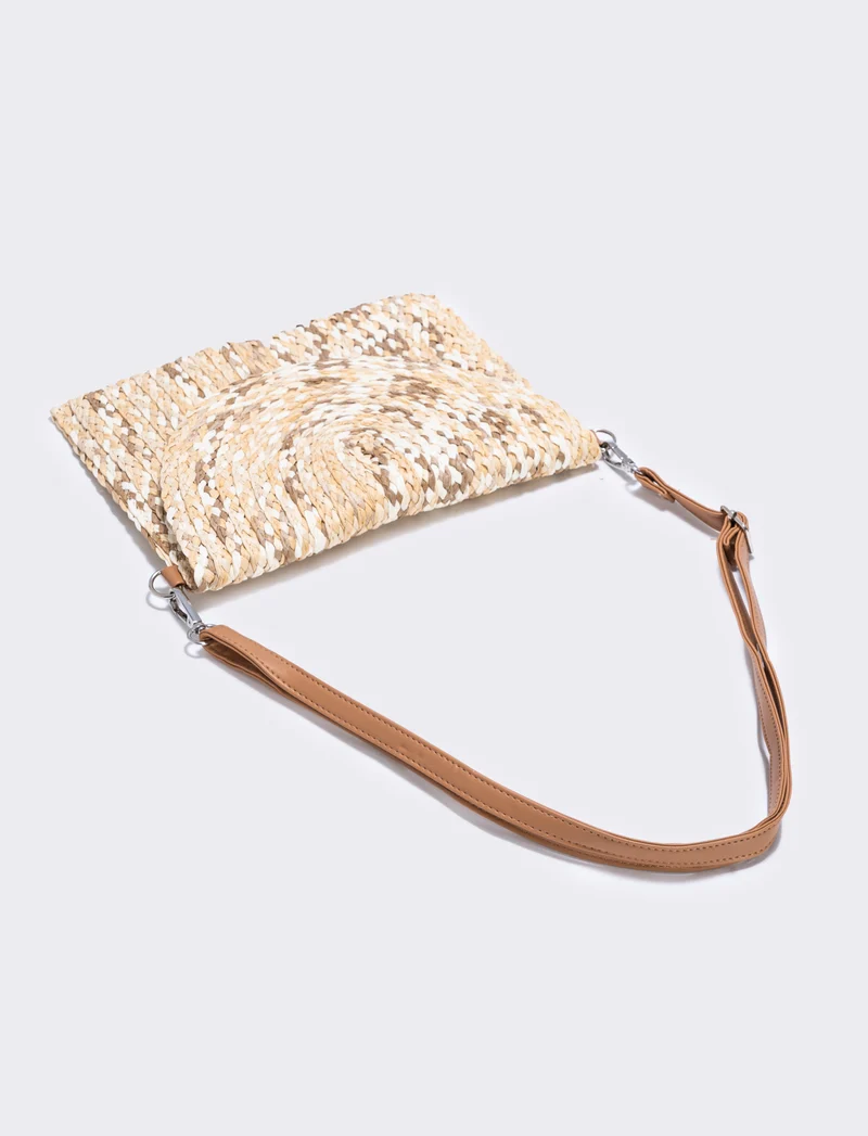 Borsa pochette in paglia intrecciata donne - Beige