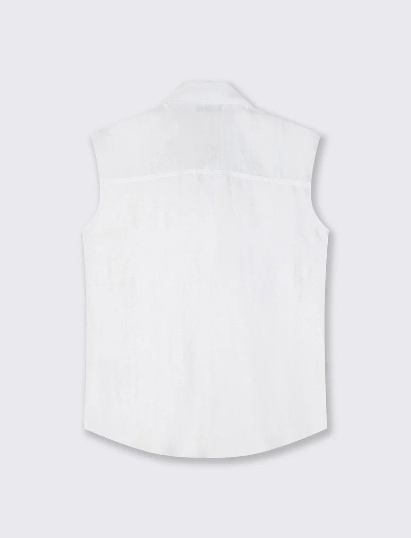 Camicia Giromanica con Tasche a Toppa - Bianco