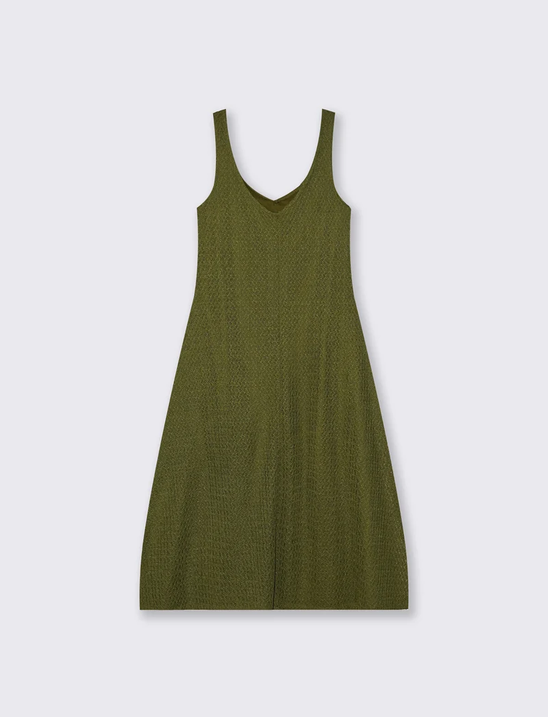 Vestito lungo smanicato con scollo a V - Verde abete