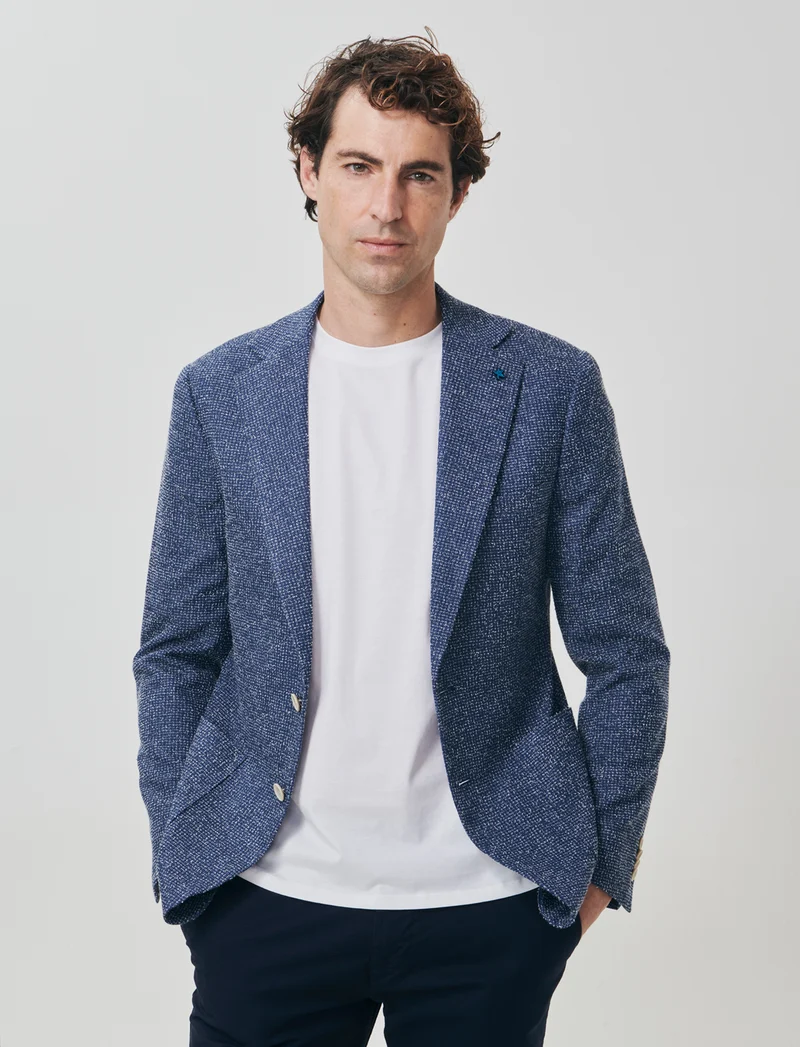 Blazer decostruito in tessuto strutturato - Blu