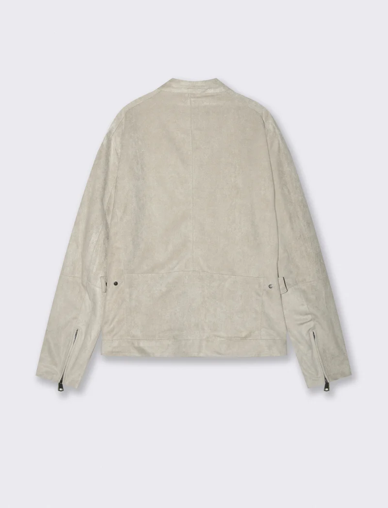 Giubbotto Scamosciato con Colletto Coreano - Beige