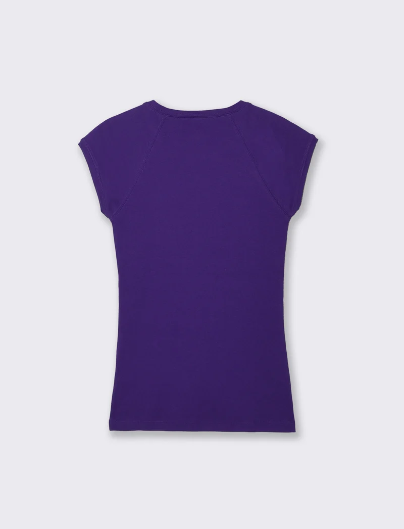T-shirt basica slim in cotone raglan - Viola