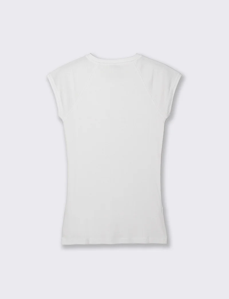 T-shirt basica slim in cotone raglan - Bianco