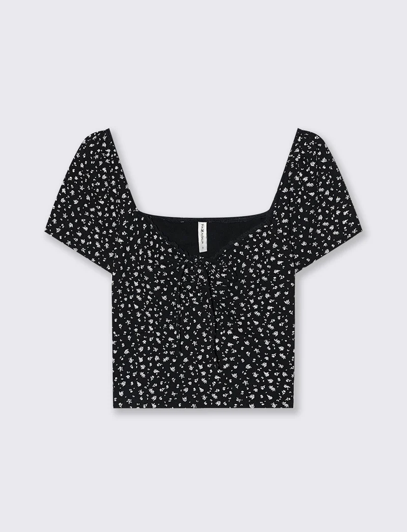 Top arricciato con manica corta slim - var 1