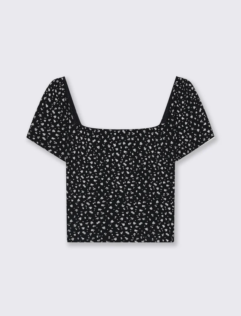Top arricciato con manica corta slim - var 1