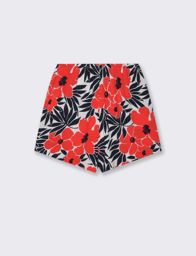 Short in tessuto stampato con vita arricciata - var 1