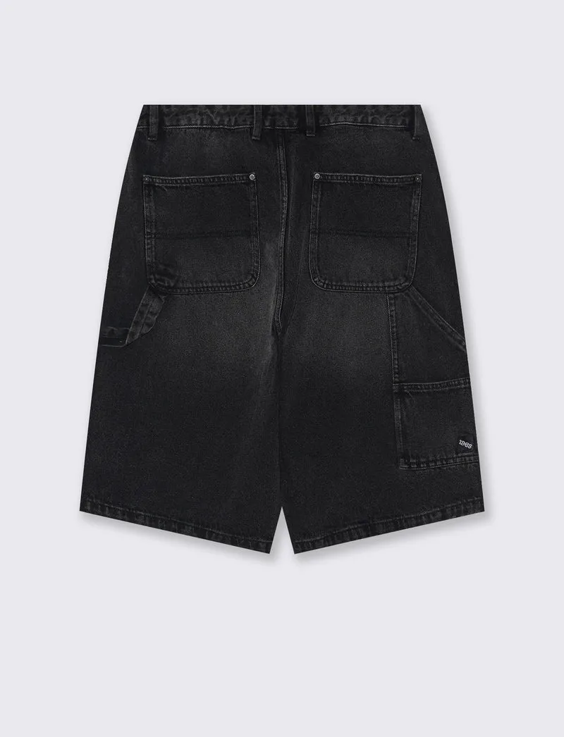 Bermuda Jeans Carpenter Skater Fit Denim - Nero